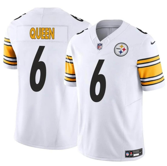 Men's Pittsburgh Steelers #6 Patrick Queen White 2024 F.U.S.E. Alternate Vapor Untouchable Limited Football Stitched Jersey